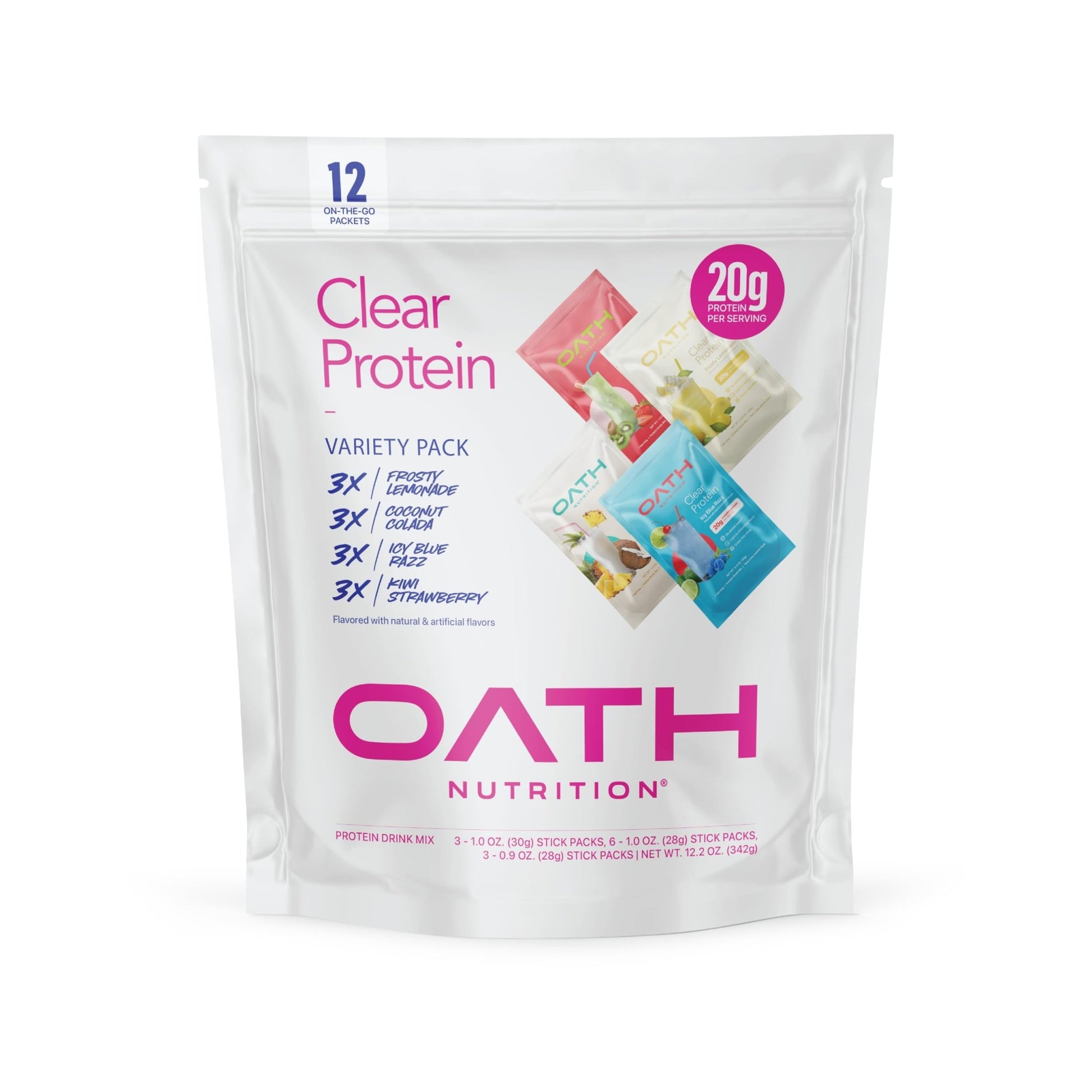Oath Nutrition Clear Whey Isolate Protein Powder Variety Pack, 12 Pack - dailyvitalstore