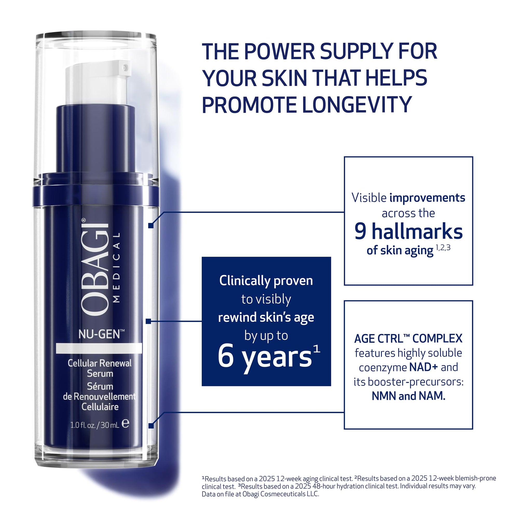 Obagi NU-GEN NAD+ Cellular Renewal Face Serum with Niacinamide & NMN – Clinically Proven Anti-Aging Serum Reduces Wrinkles & Dark Spots, Supports Collagen Production - dailyvitalstore