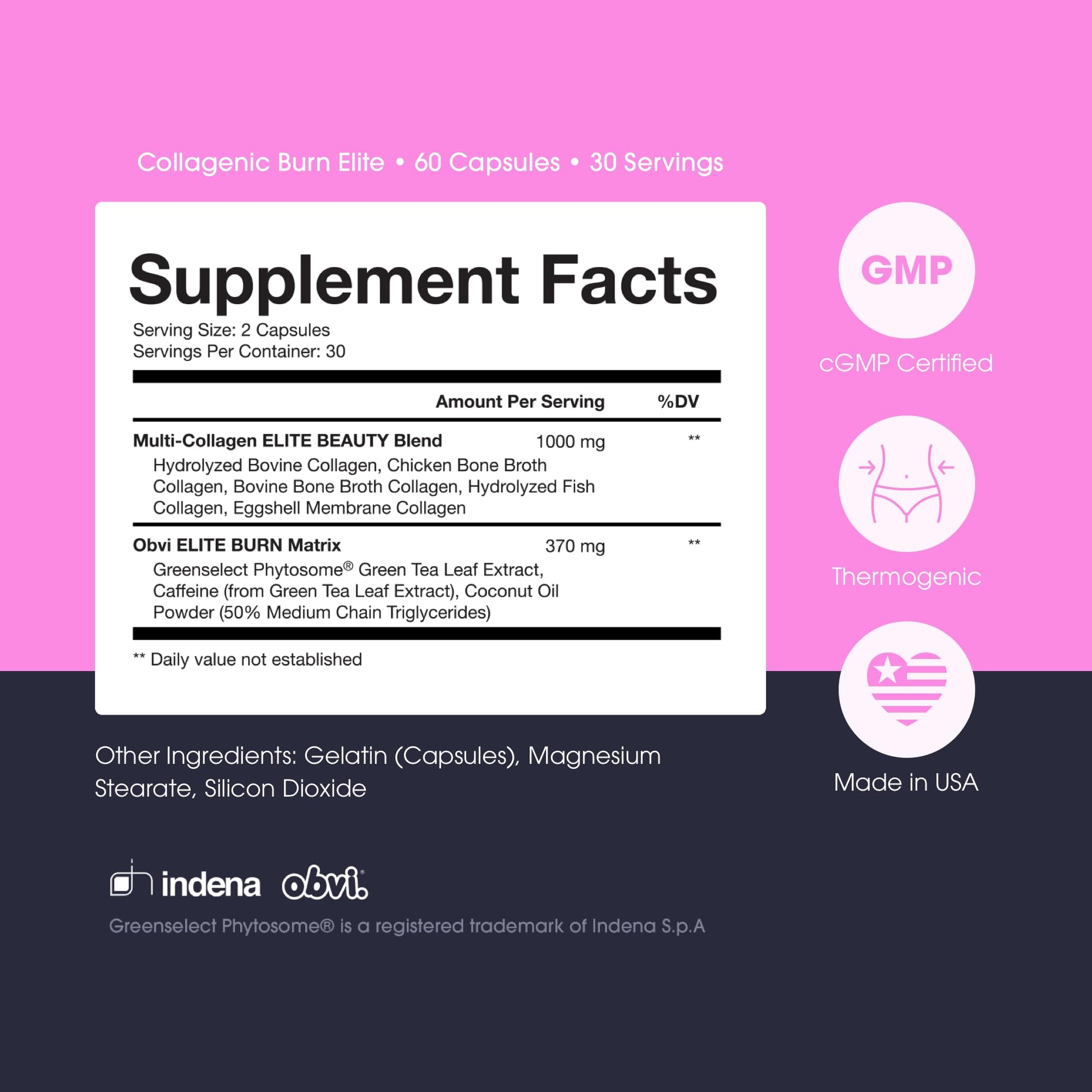 Obvi Burn Elite - Collagen Supplement for Women - Fitness Support - Metabolism Support Supplement - Healthy Mobility - Natural Thermogenic Formula - dailyvitalstore