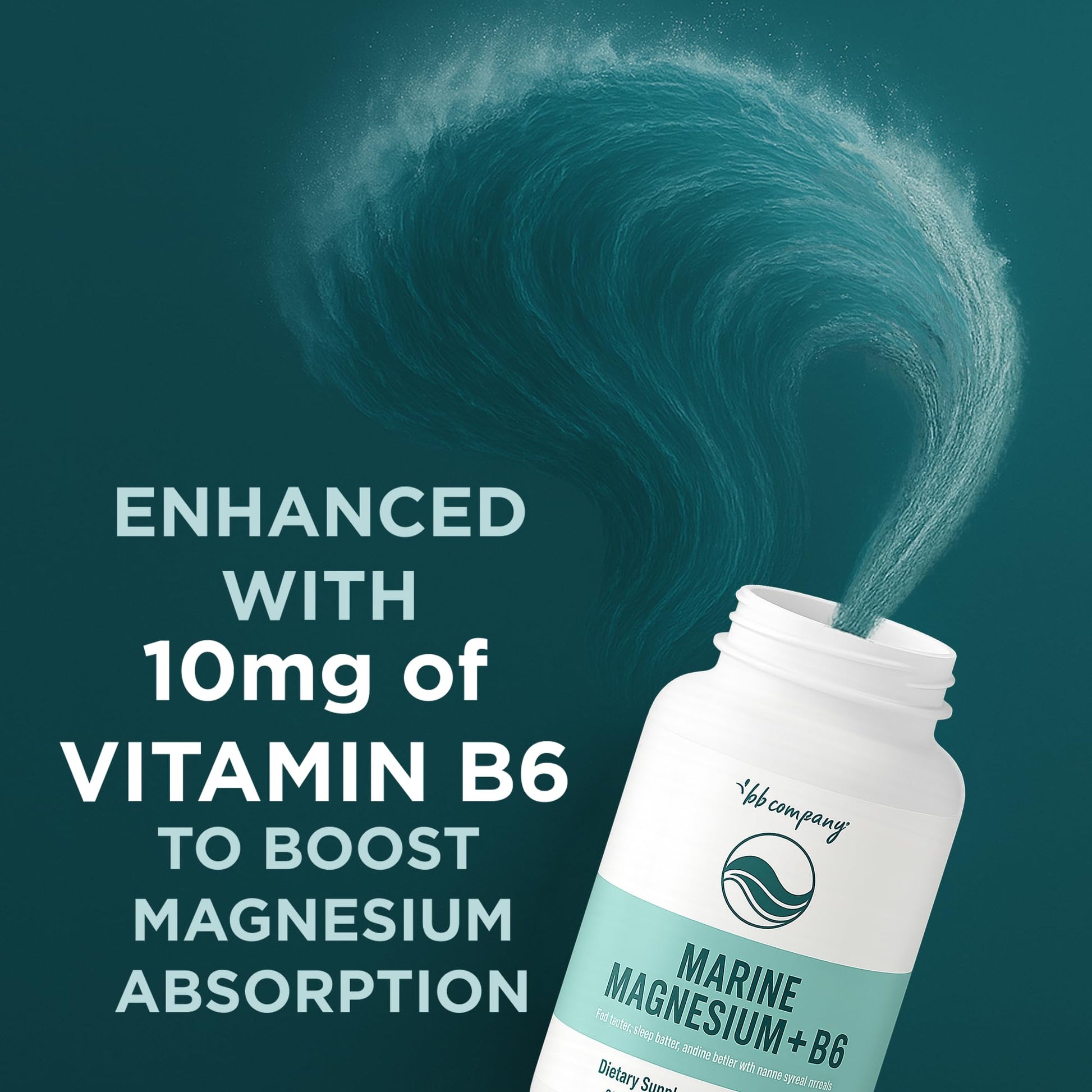 Ocean Magnesium 200mg Aquamin | More Soluble Than Magnesium Glycinate | Whole Food Mag B6 Supplement for Women | Gentle on Stomach & Vegan | Sleep Support, Calms Nerves & Leg Cramps | 60 Ct - dailyvitalstore