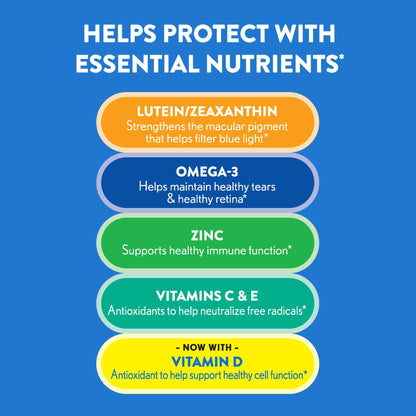 Ocuvite 50+ Eye Vitamin & Mineral Supplement, Multivitamin for Vision & Ocular Health with Omega-3, Zinc, Vitamins C & E, Lutein & Zeaxanthin, Zinc Supplements for Women and Men, 50 Softgels - dailyvitalstore