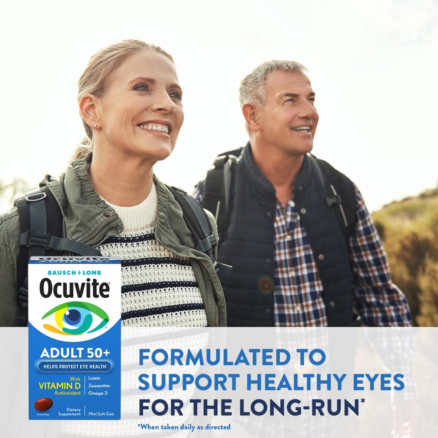 Ocuvite 50+ Eye Vitamin & Mineral Supplement, Multivitamin for Vision & Ocular Health with Omega-3, Zinc, Vitamins C & E, Lutein & Zeaxanthin, Zinc Supplements for Women and Men, 50 Softgels - dailyvitalstore