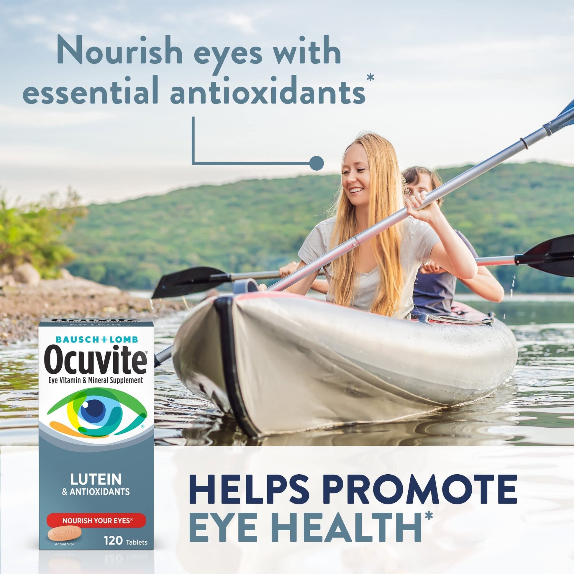 Ocuvite Eye Vitamin & Mineral Supplement, Lutein & Antioxidant Vitamins A, C, E, Zinc for Eye Health, Vitamins for Eyes, 120 Tablets (Pack of 2) - dailyvitalstore