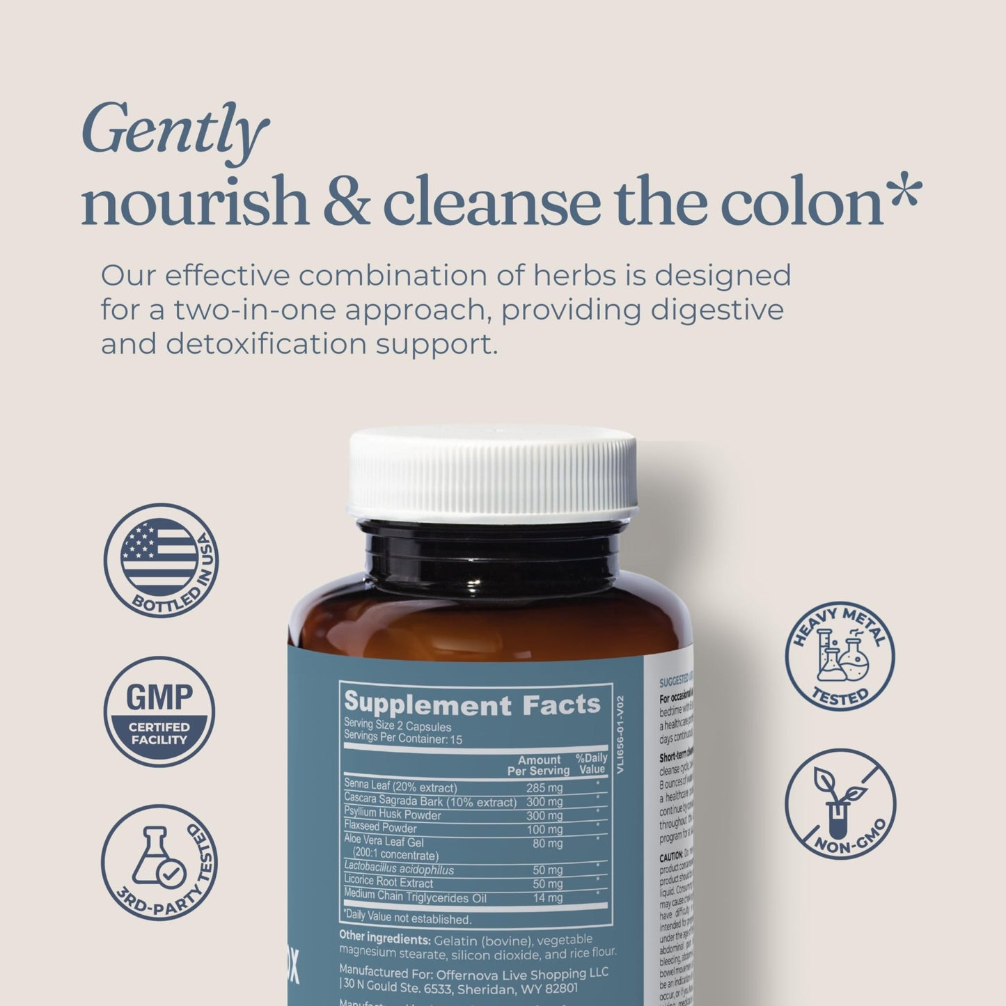 Offernova Complete Colon Detox 15 Days 30 Capsules, All Natural Colon Cleanser for Bloating and Constipation Relief - dailyvitalstore