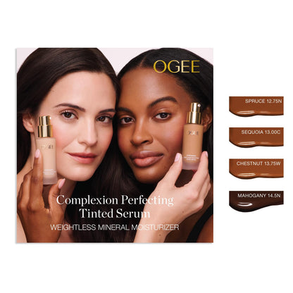 Ogee Complexion Perfecting Liquid Foundation - Lightweight Tinted Moisturizer For Face (Mahogany 14.5N - Deep Cocoa (Rich Undertones) - with Vitamin C & Jojoba Oil - Certified Organic & Made in USA - dailyvitalstore