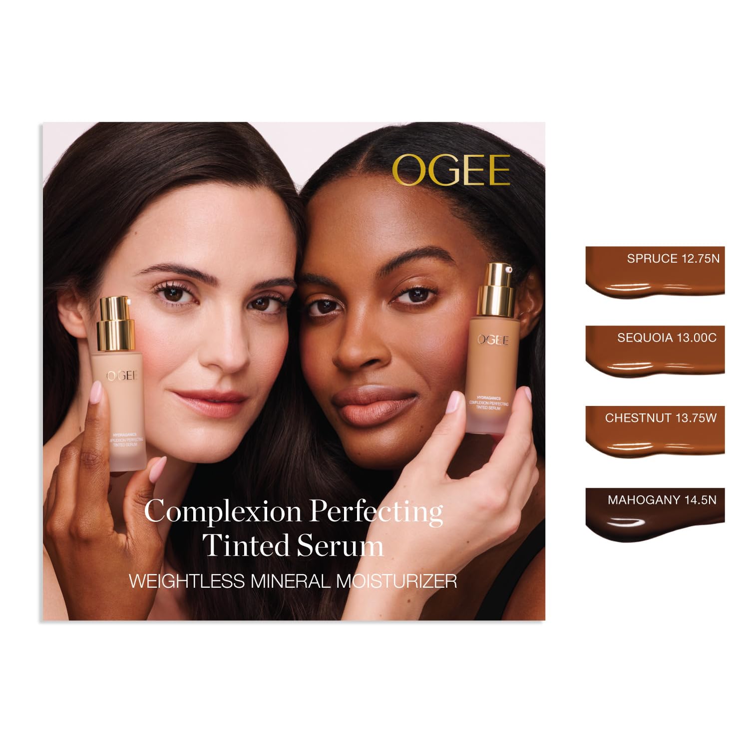 Ogee Complexion Perfecting Liquid Foundation - Lightweight Tinted Moisturizer For Face (Spruce 12.75N - Deep, Bronze Undertones) - with Vitamin C & Jojoba Oil - Certified Organic & Made in USA - dailyvitalstore