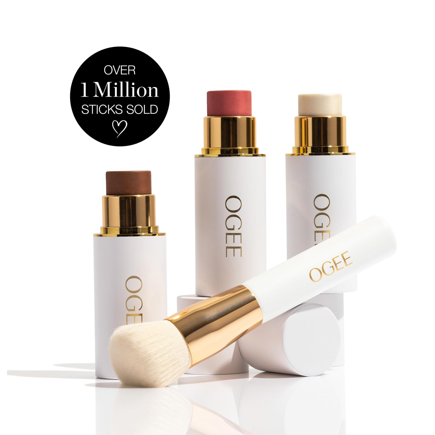 Ogee Face Stick Trio - Golden Contour Stick Makeup Collection - Certified Organic Bronzer, Blush Stick, and Highlighter Stick for a Flawless Look - dailyvitalstore