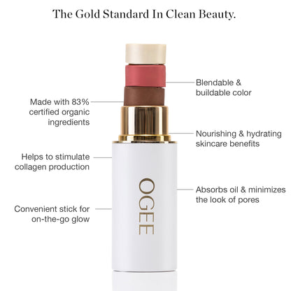 Ogee Sculpted Face Stick (ROSE QUARTZ - ROSE BLUSH) Certified Organic Blush Stick - Multi-Use Cream Blush Stick for Cheeks, Lips & Face - dailyvitalstore