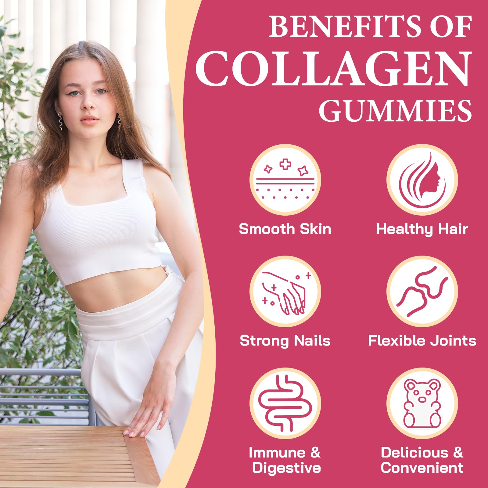 OHaboth Collagen Gummies for Women, Hydrolyzed Collagen Peptides Type I, II, III, V, X, 0 Sugar - Collagen Gummies for Skin, Wrinkles, Hair, Nails - dailyvitalstore