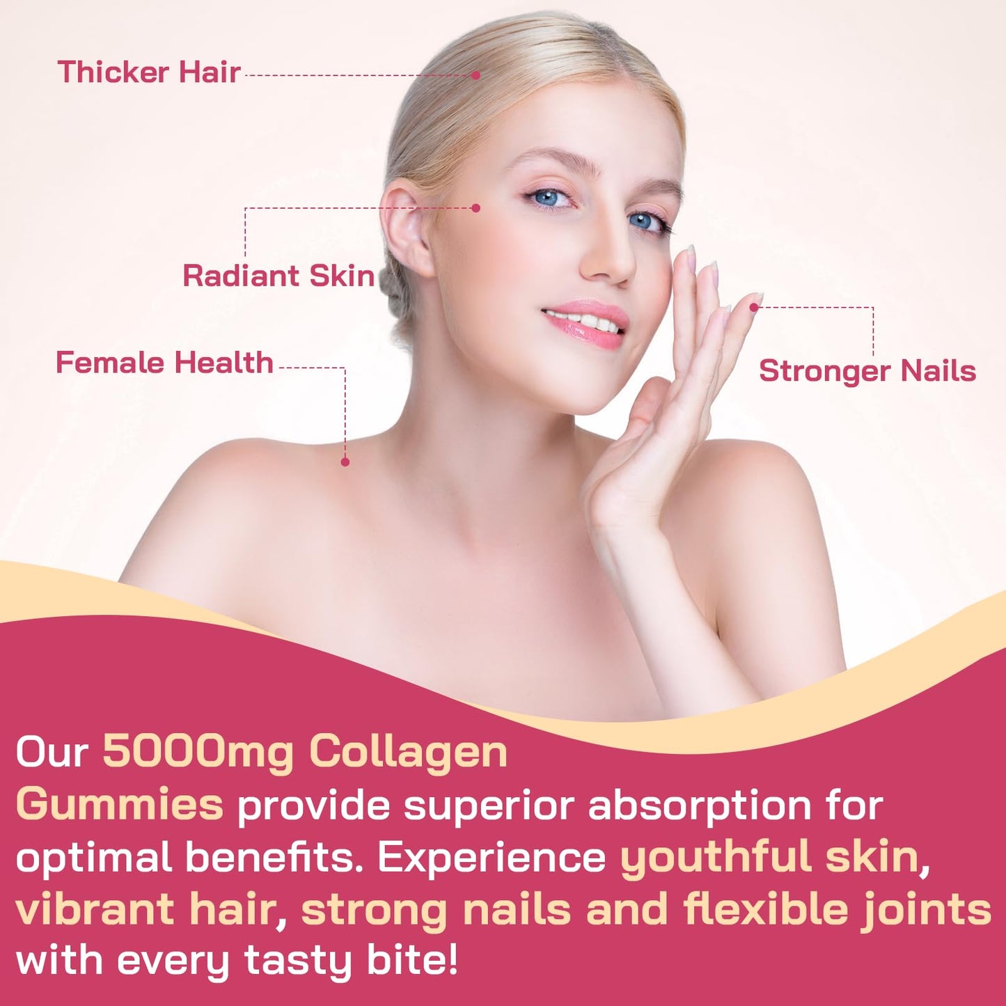 OHaboth Collagen Gummies for Women, Hydrolyzed Collagen Peptides Type I, II, III, V, X, 0 Sugar - Collagen Gummies for Skin, Wrinkles, Hair, Nails - dailyvitalstore
