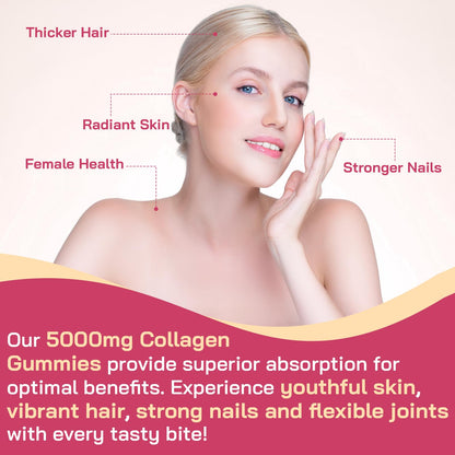 OHaboth Collagen Gummies for Women, Hydrolyzed Collagen Peptides Type I, II, III, V, X, 0 Sugar - Collagen Gummies for Skin, Wrinkles, Hair, Nails - dailyvitalstore