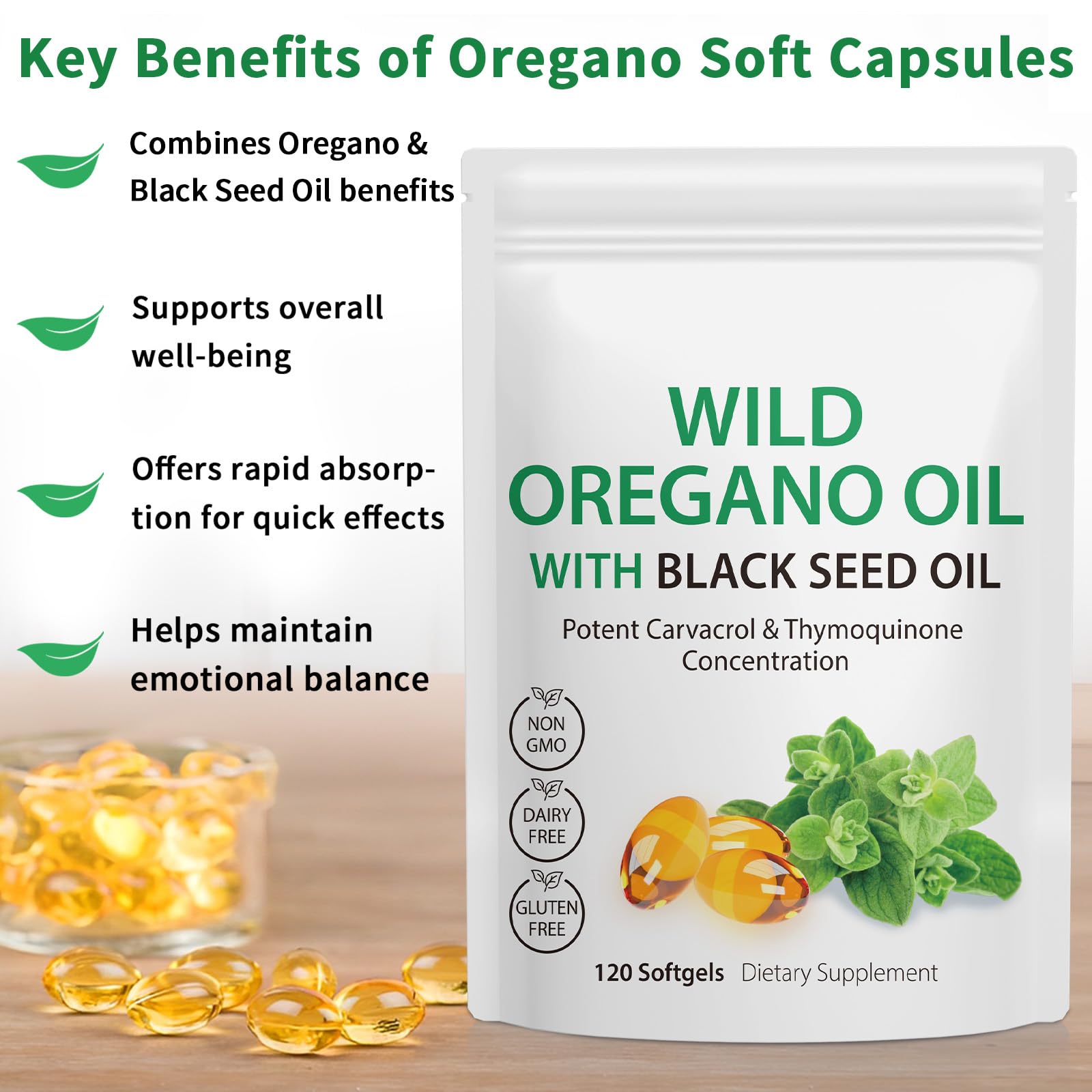 Oil of Oregano with Black Seed Oil, 6000mg Oregano Oil Capsules Organic, of Oregano - dailyvitalstore