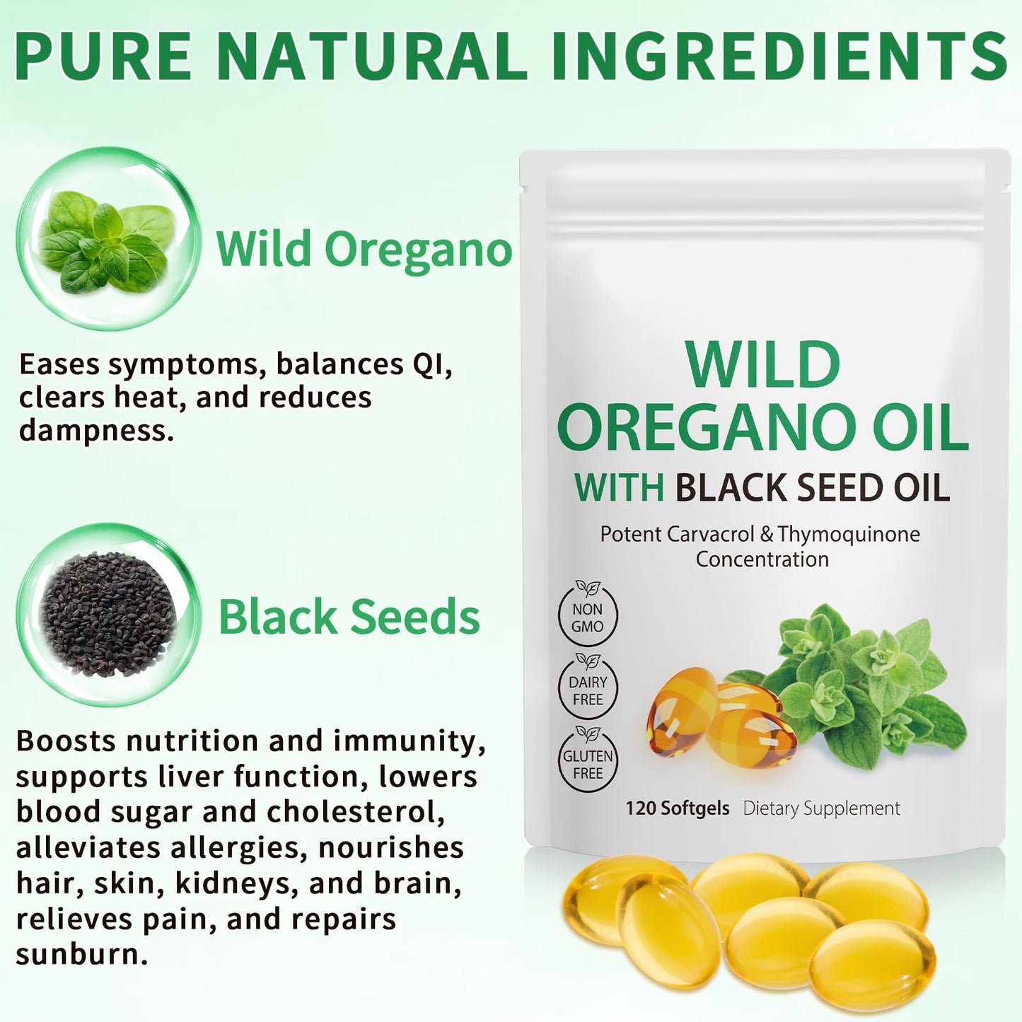 Oil of Oregano with Black Seed Oil, 6000mg Oregano Oil Capsules Organic, of Oregano - dailyvitalstore
