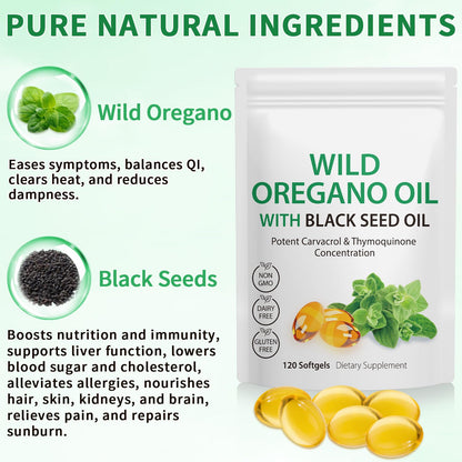 Oil of Oregano with Black Seed Oil, 6000mg Oregano Oil Capsules Organic, of Oregano - dailyvitalstore