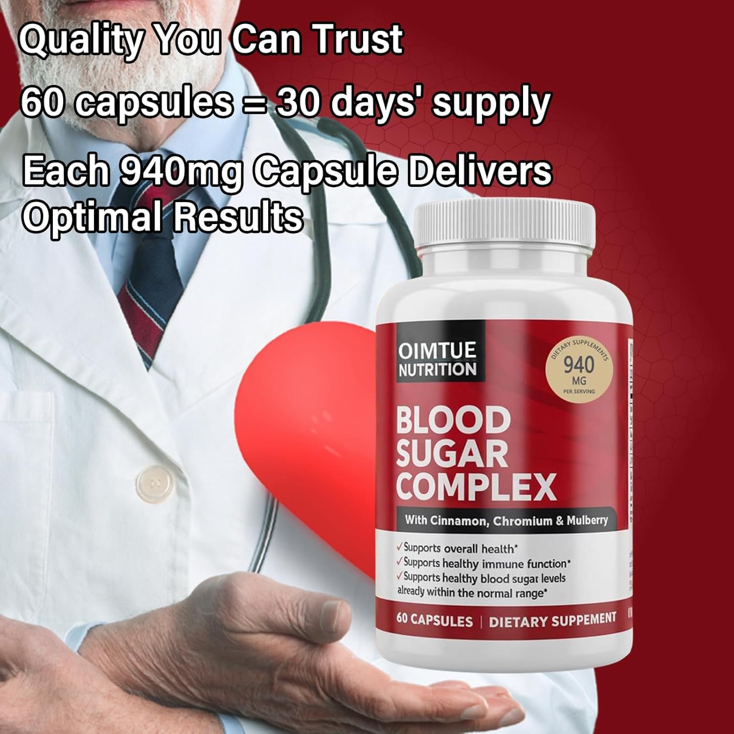 OIMTUE Blood Sugar Complex Supplement – Levels with Cinnamon, Chromium & Bitter Melon ，20 Active Ingredients - dailyvitalstore