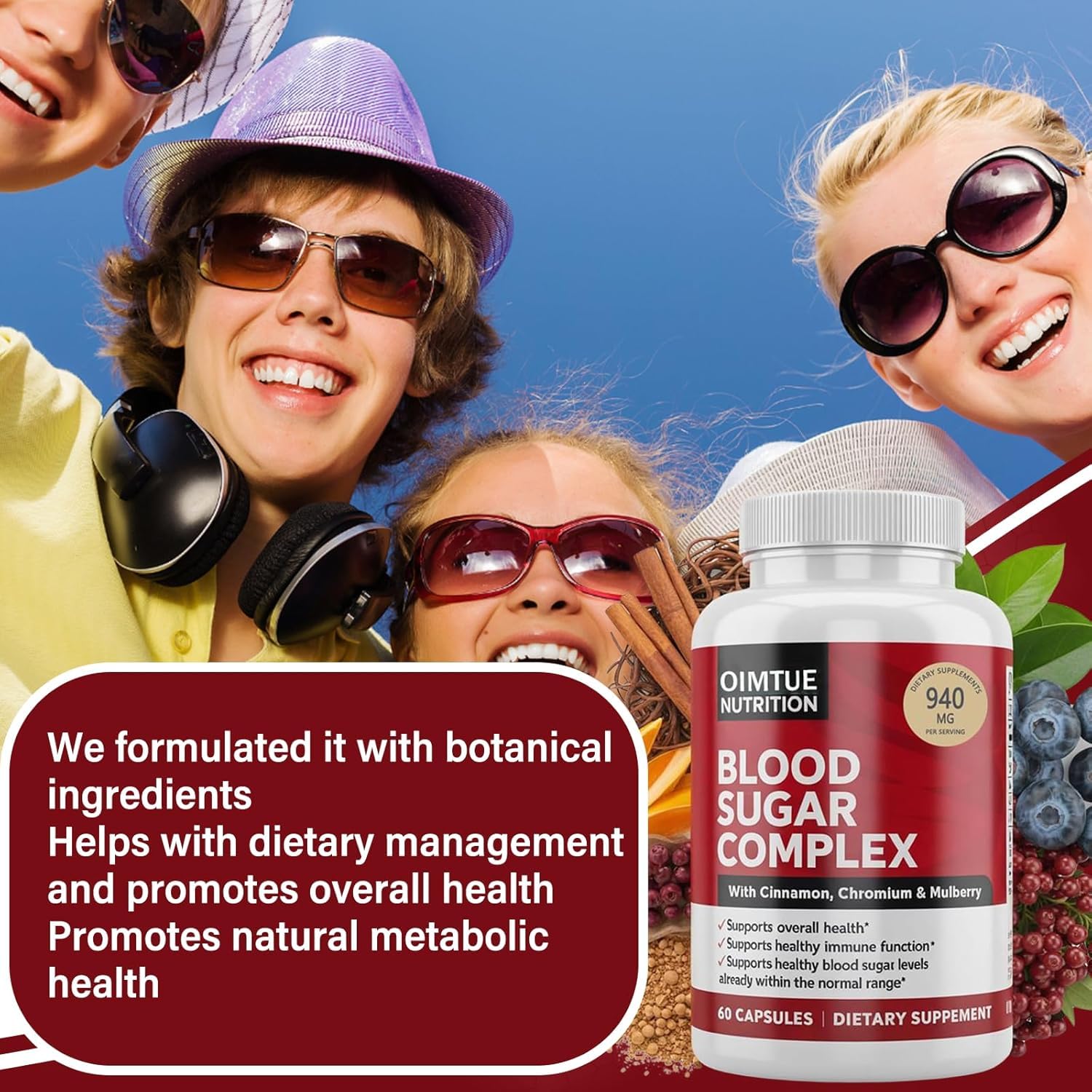 OIMTUE Blood Sugar Complex Supplement – Levels with Cinnamon, Chromium & Bitter Melon ，20 Active Ingredients - dailyvitalstore