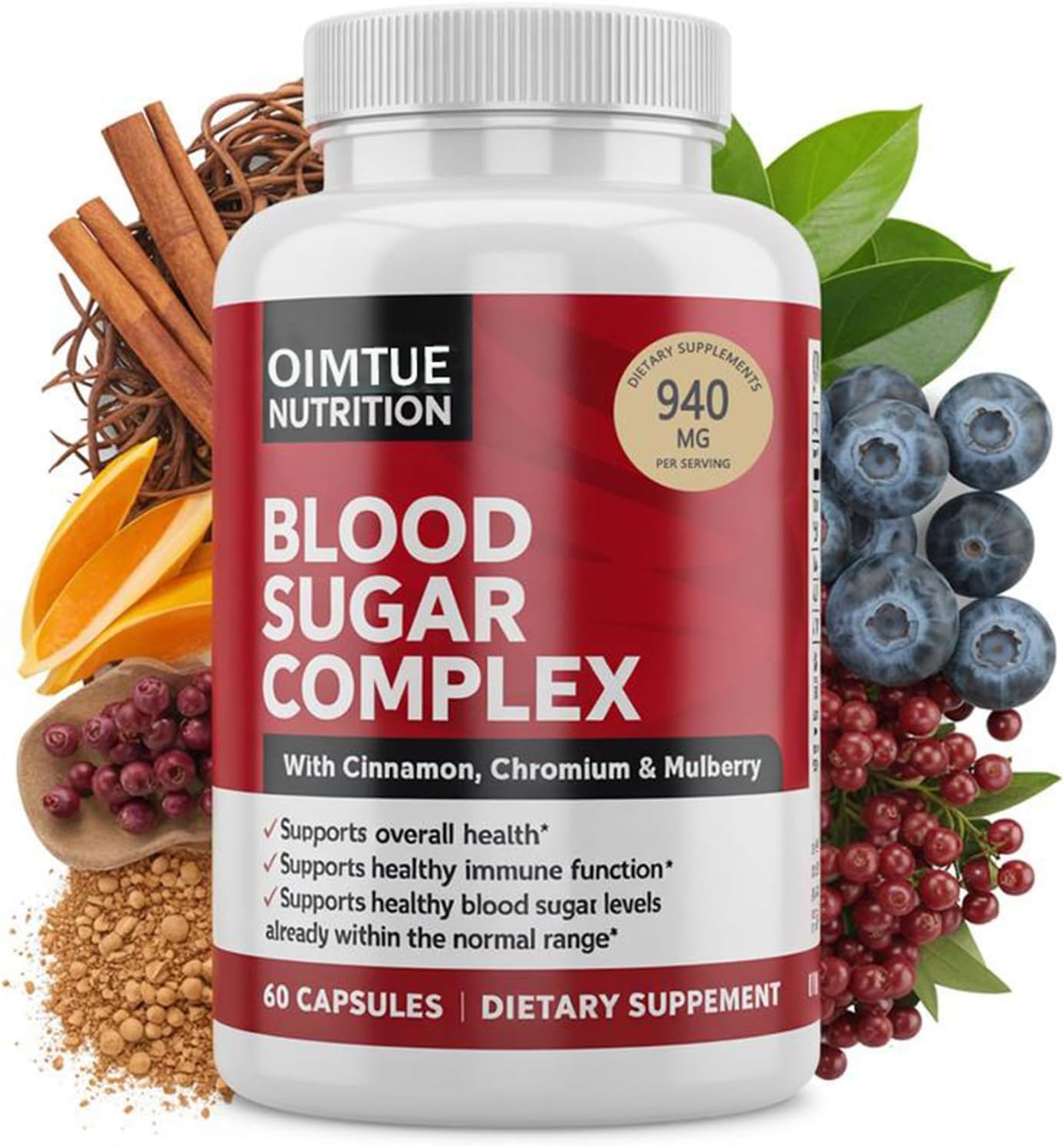 OIMTUE Blood Sugar Complex Supplement – Levels with Cinnamon, Chromium & Bitter Melon ，20 Active Ingredients - dailyvitalstore