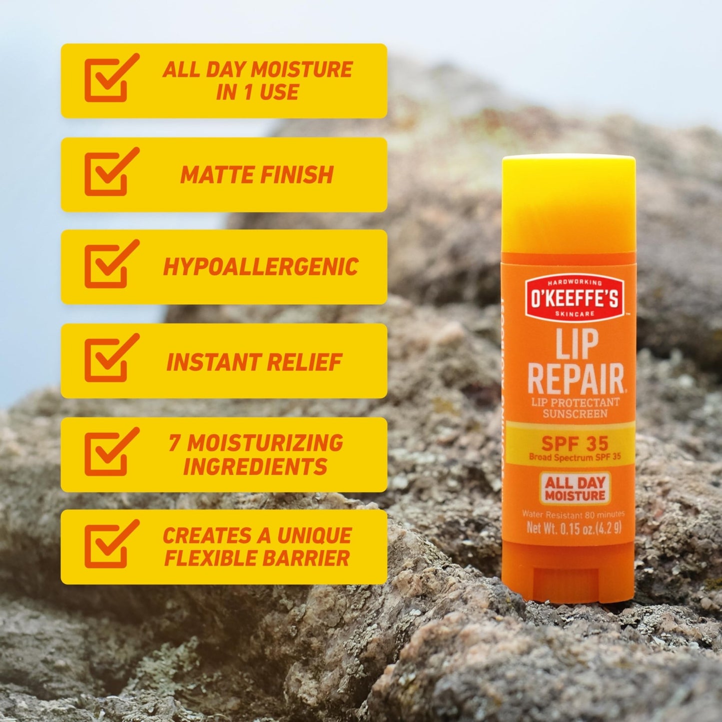 O'Keeffe's Lip Repair SPF 35 Lip Balm - Stick (3 Pack) - Sun-Safe Moisturizer for Extremely Cracked, Dry Lips - dailyvitalstore