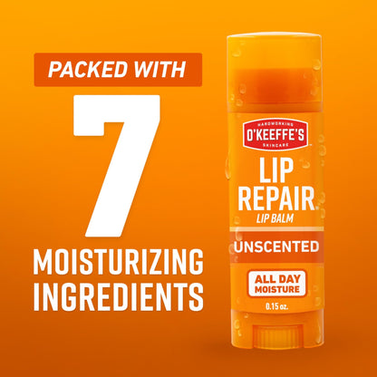 O'Keeffe's Lip Repair Unscented Lip Balm for Dry, Cracked Lips - Stick (3 Pack) - Moisturizer for Very Dry Lips - dailyvitalstore