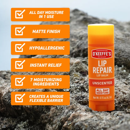O'Keeffe's Lip Repair Unscented Lip Balm for Dry, Cracked Lips - Stick (3 Pack) - Moisturizer for Very Dry Lips - dailyvitalstore