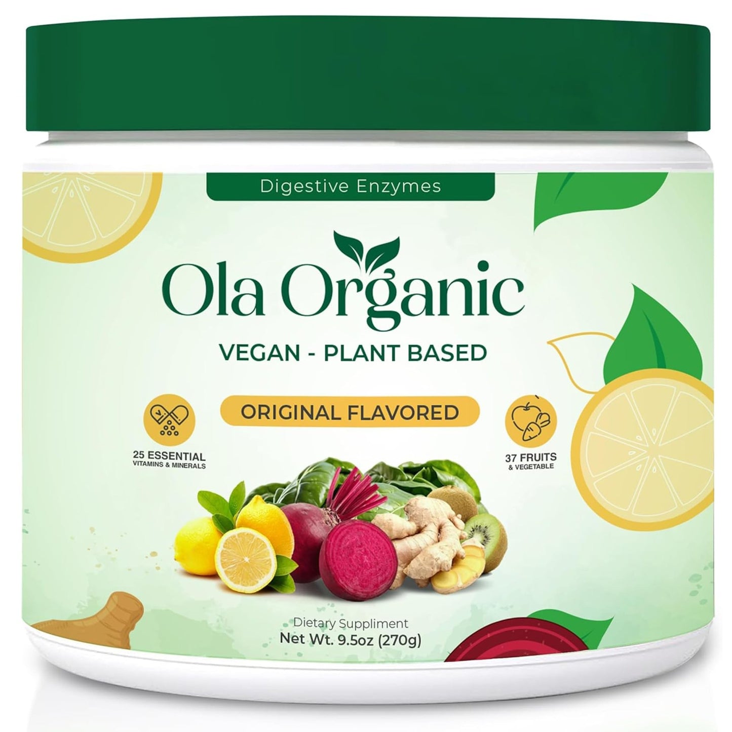 Ola Organic Greens Superfood Powder – Blend of 11 Cruciferous Vegetables with Phytonutrients – Supports Energy, & Immune Health Support – Non-GMO Vegetable Supplement (270g Jar) - dailyvitalstore