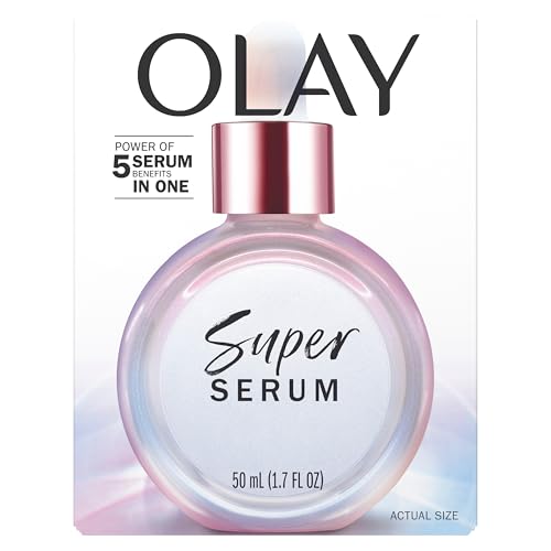 Olay Super Serum - Glow Serum for Face - Activated Niacinamide, Vitamin C & E, Collagen Peptide, AHA - 5-in-1 Benefits - Brightens, Hydrates, Smooths, Firms, Evens Tone, Proactive Anti-Aging, 1.7 Oz - dailyvitalstore
