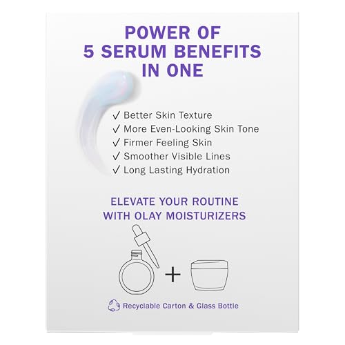 Olay Super Serum - Glow Serum for Face - Activated Niacinamide, Vitamin C & E, Collagen Peptide, AHA - 5-in-1 Benefits - Brightens, Hydrates, Smooths, Firms, Evens Tone, Proactive Anti-Aging, 1.7 Oz - dailyvitalstore