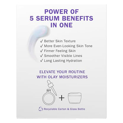 Olay Super Serum - Glow Serum for Face - Activated Niacinamide, Vitamin C & E, Collagen Peptide, AHA - 5-in-1 Benefits - Brightens, Hydrates, Smooths, Firms, Evens Tone, Proactive Anti-Aging, 1.7 Oz - dailyvitalstore