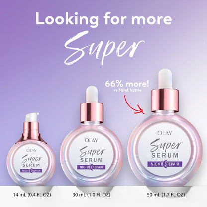 Olay Super Serum Night Repair, Fragrance-Free - Niacinamide, Peptide, Salicylic & Lactic Acid, Glycerin - 5-in-1 Skin Care Benefits - Hydrating, Evens Tone - dailyvitalstore