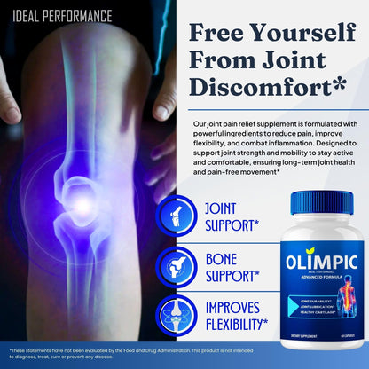 Olimpic Capsules, Advanced Joint Support Supplement Pills for Mobility and Comfort - Maximum Strength, Official Olim Pic Joint Support All Natural Formula, Premium Olim-Pic Reviews (60 Capsules) - dailyvitalstore