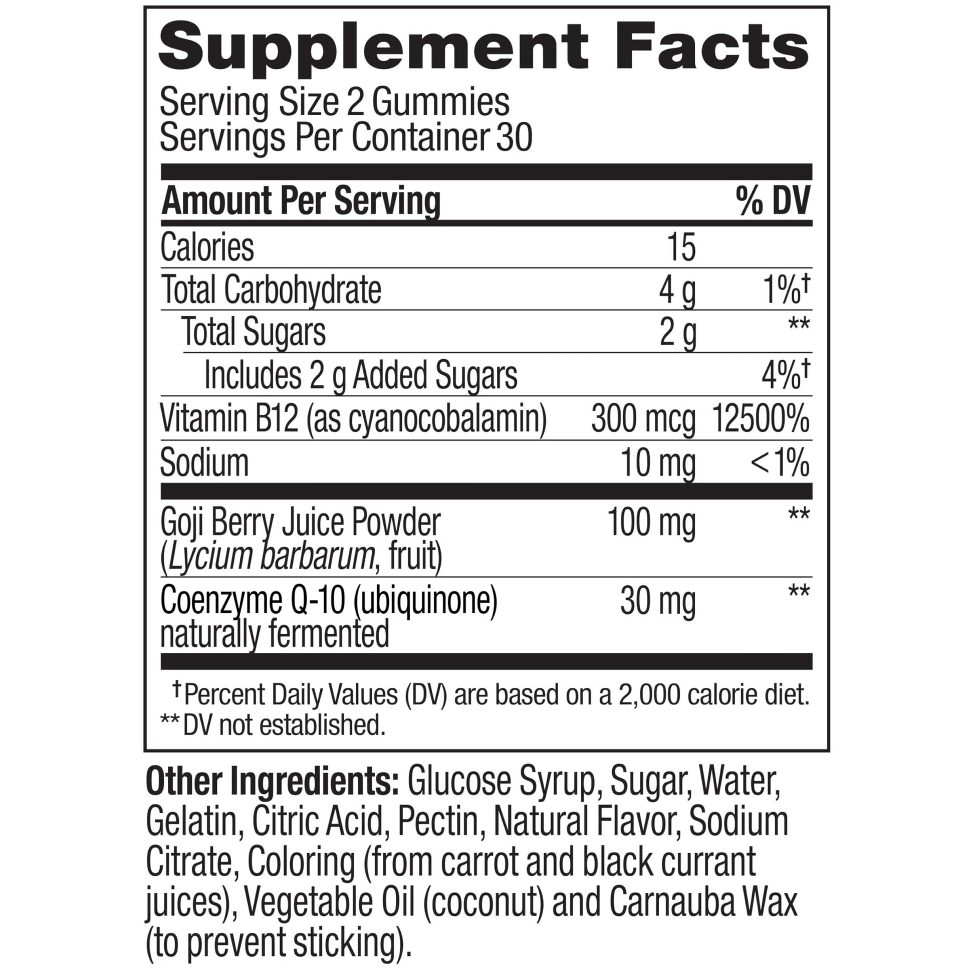 OLLY Daily Energy Gummy, Caffeine Free, Vitamin B12, CoQ10, Goji Berry, Adult Chewable Supplement, Tropical Flavor - 60 Count - dailyvitalstore