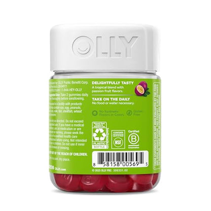 OLLY Daily Energy Gummy, Caffeine Free, Vitamin B12, CoQ10, Goji Berry, Adult Chewable Supplement, Tropical Flavor - 60 Count - dailyvitalstore