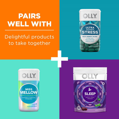 OLLY Hello Happy Gummy Worms, Mood Support Gummies For Adults,* Saffron Extract, Vitamin D, Tropical Zing Flavored, 30 Day Supply - 60 Count - dailyvitalstore