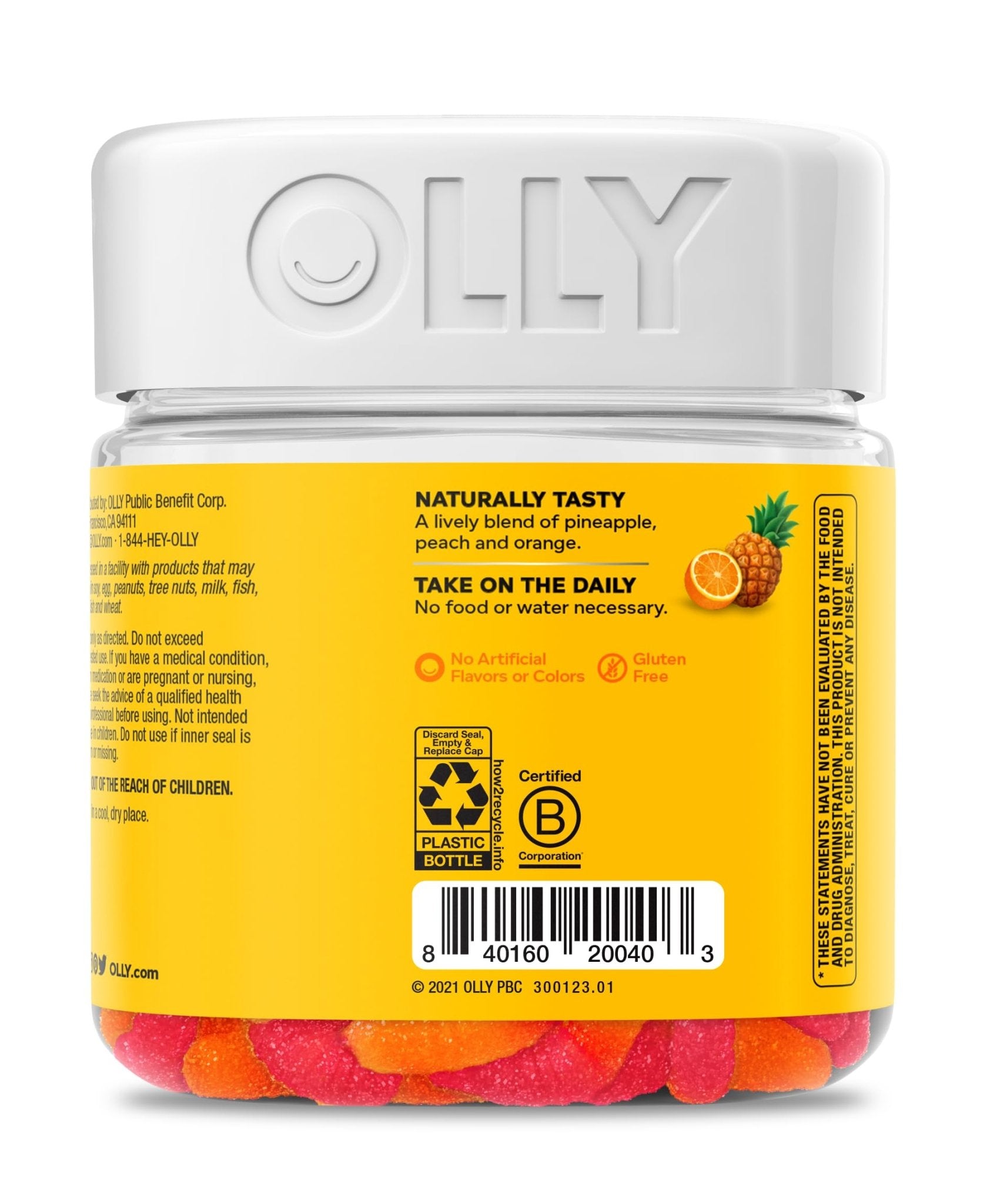 OLLY Hello Happy Gummy Worms, Mood Support Gummies For Adults,* Saffron Extract, Vitamin D, Tropical Zing Flavored, 30 Day Supply - 60 Count - dailyvitalstore