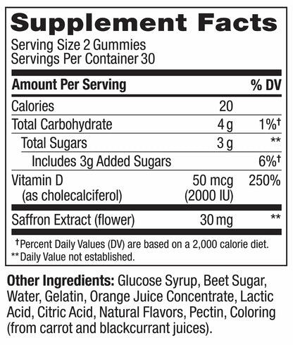 OLLY Hello Happy Gummy Worms, Mood Support Gummies For Adults,* Saffron Extract, Vitamin D, Tropical Zing Flavored, 30 Day Supply - 60 Count - dailyvitalstore