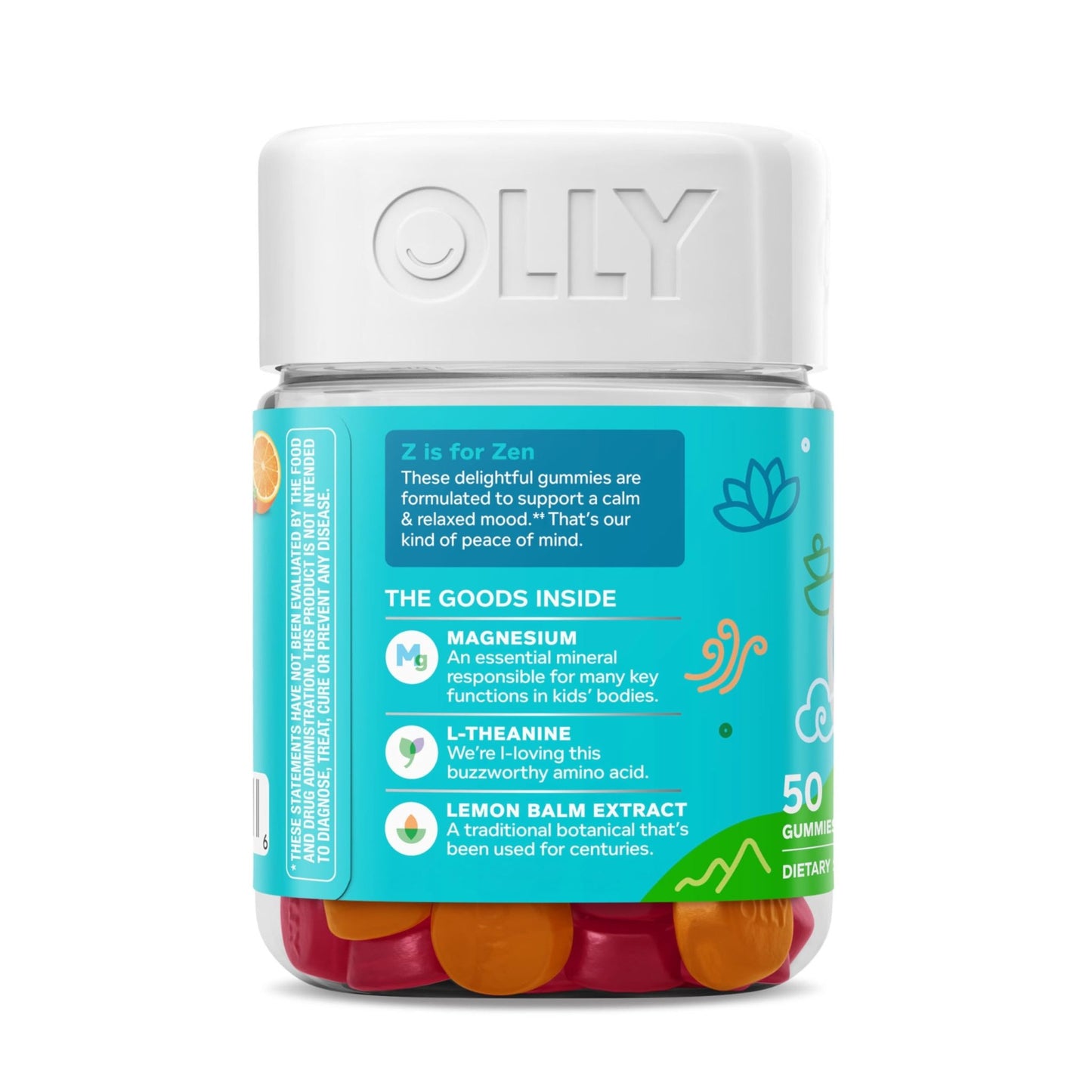 OLLY Kids Chillax Gummy, For a Calm and Relaxed Mood*, Magnesium, L-Theanine, Lemon Balm Extract, Chewable Supplement, Sherbet Flavored, 25 Day Supply - 50 Count - dailyvitalstore