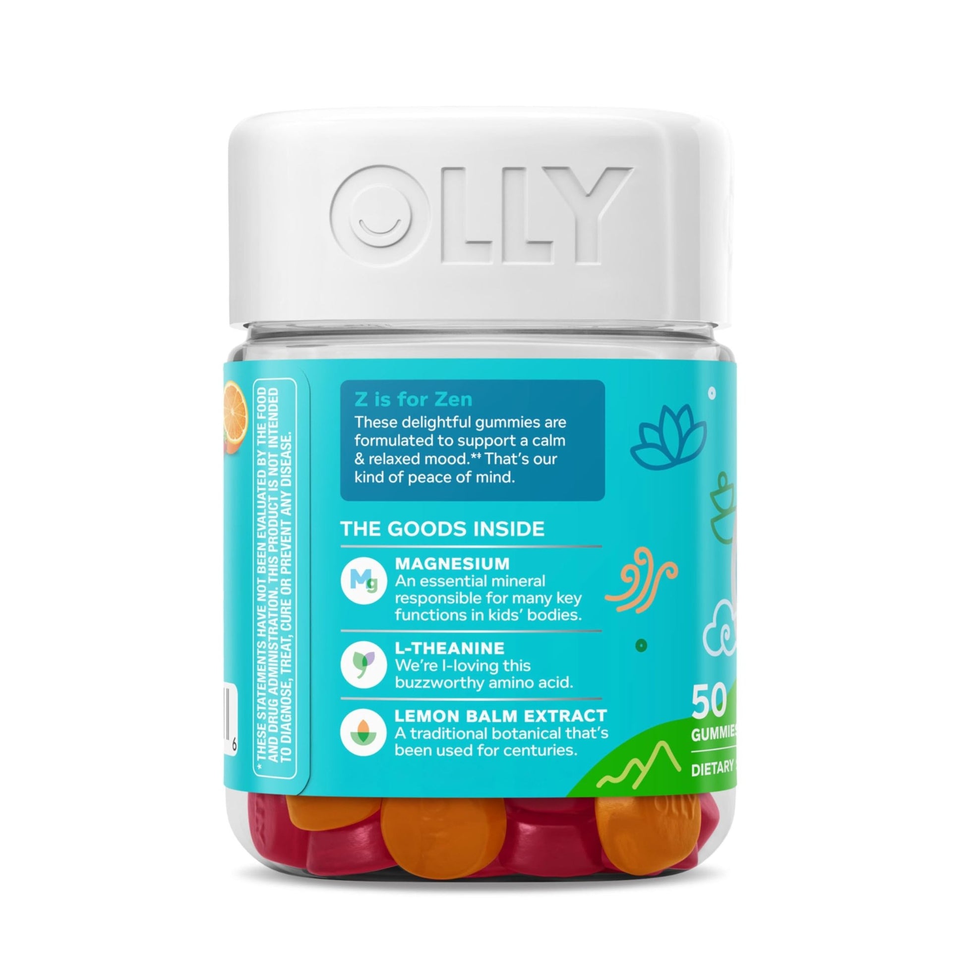 OLLY Kids Chillax Gummy, For a Calm and Relaxed Mood*, Magnesium, L-Theanine, Lemon Balm Extract, Chewable Supplement, Sherbet Flavored, 25 Day Supply - 50 Count - dailyvitalstore