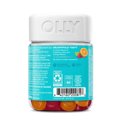 OLLY Kids Chillax Gummy, For a Calm and Relaxed Mood*, Magnesium, L-Theanine, Lemon Balm Extract, Chewable Supplement, Sherbet Flavored, 25 Day Supply - 50 Count - dailyvitalstore