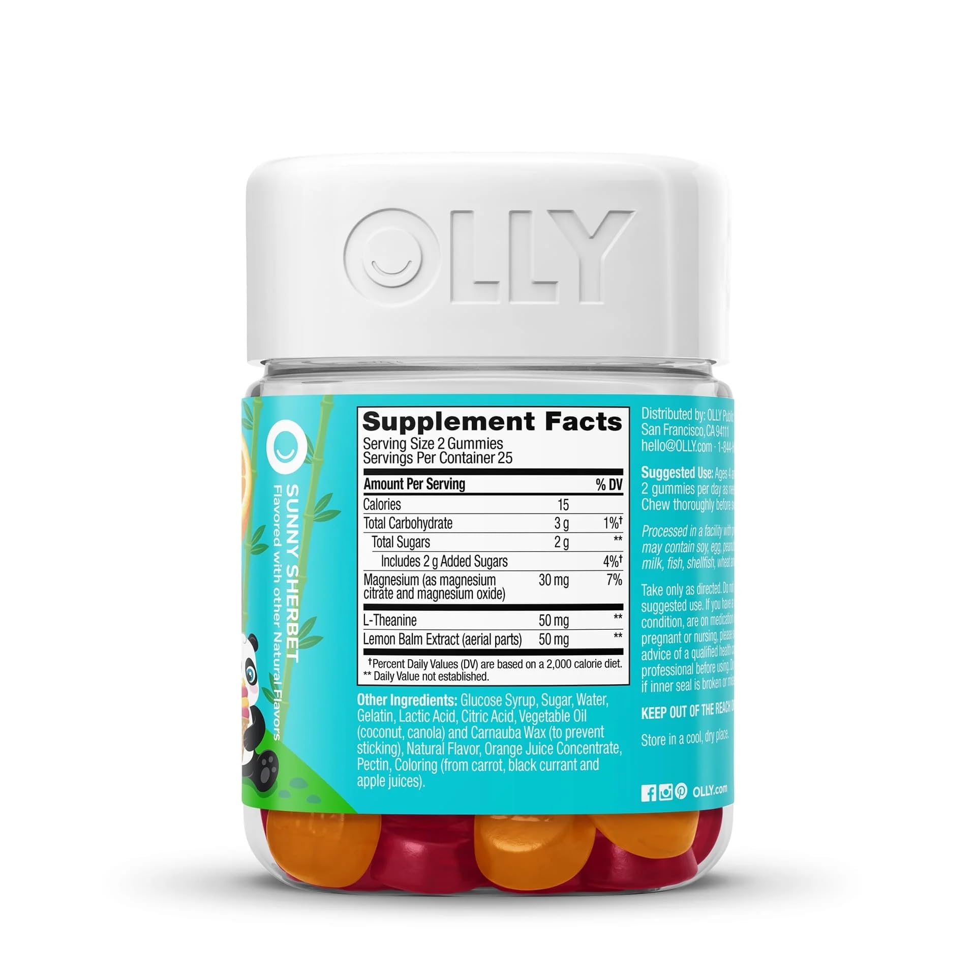 OLLY Kids Chillax Gummy, For a Calm and Relaxed Mood*, Magnesium, L-Theanine, Lemon Balm Extract, Chewable Supplement, Sherbet Flavored, 25 Day Supply - 50 Count - dailyvitalstore