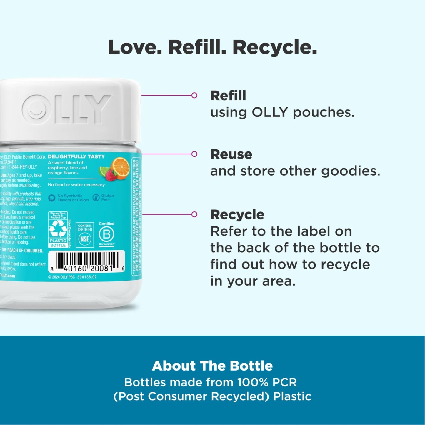 OLLY Kids Chillax Gummy, For a Calm and Relaxed Mood*, Magnesium, L-Theanine, Lemon Balm Extract, Chewable Supplement, Sherbet Flavored, 25 Day Supply - 50 Count - dailyvitalstore