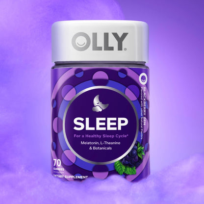 OLLY Sleep Gummy, 3 mg Melatonin, L-Theanine, Chamomile, Lemon Balm, Sleep Aid, Blackberry - 70 Count - dailyvitalstore