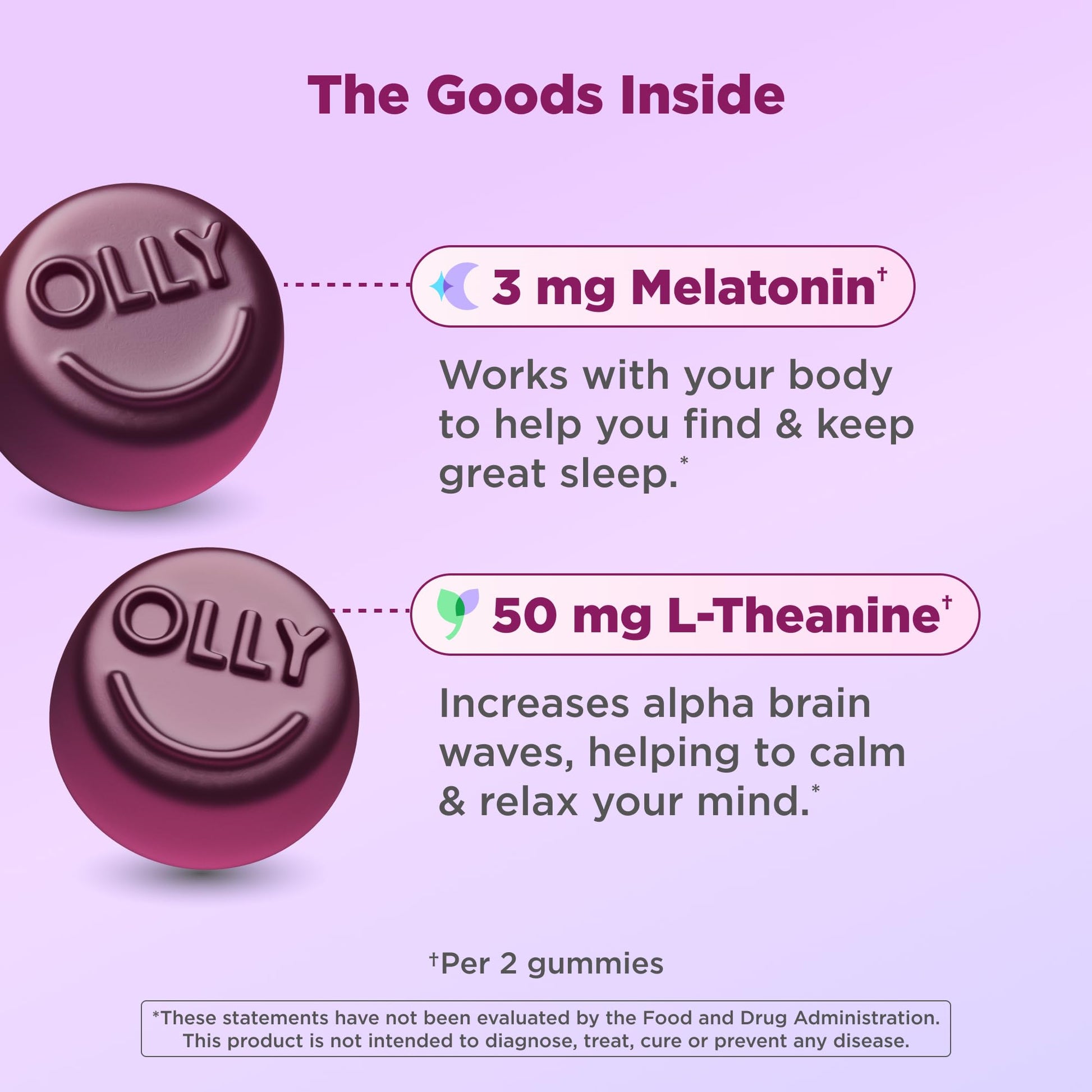 OLLY Sleep Gummy, 3 mg Melatonin, L-Theanine, Chamomile, Lemon Balm, Sleep Aid, Blackberry - 70 Count - dailyvitalstore