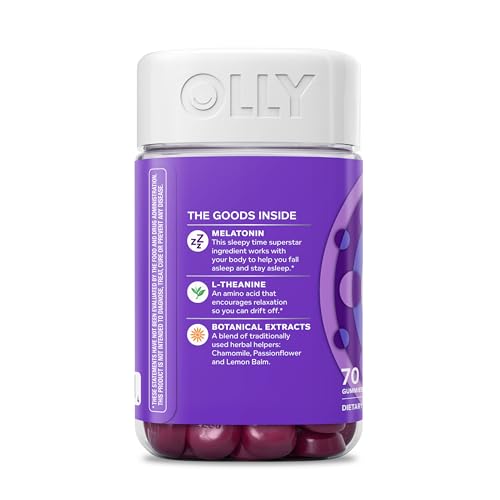 OLLY Sleep Gummy, 3 mg Melatonin, L-Theanine, Chamomile, Lemon Balm, Sleep Aid, Blackberry - 70 Count - dailyvitalstore