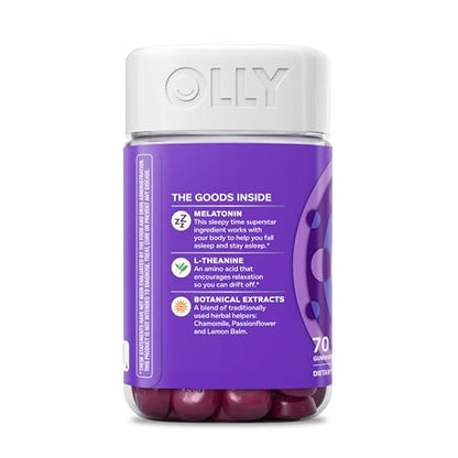 OLLY Sleep Gummy, 3 mg Melatonin, L-Theanine, Chamomile, Lemon Balm, Sleep Aid, Blackberry - 70 Count - dailyvitalstore