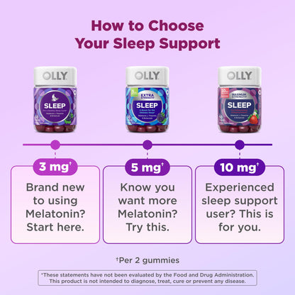 OLLY Sleep Gummy, 3 mg Melatonin, L-Theanine, Chamomile, Lemon Balm, Sleep Aid, Blackberry - 70 Count - dailyvitalstore