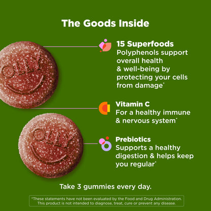 OLLY Supergood Superfoods Gummies, Supports Immune System & Digestive Health,* 15 Superfoods, Prebiotics, Vitamin C, Tropical Bliss Flavor - dailyvitalstore