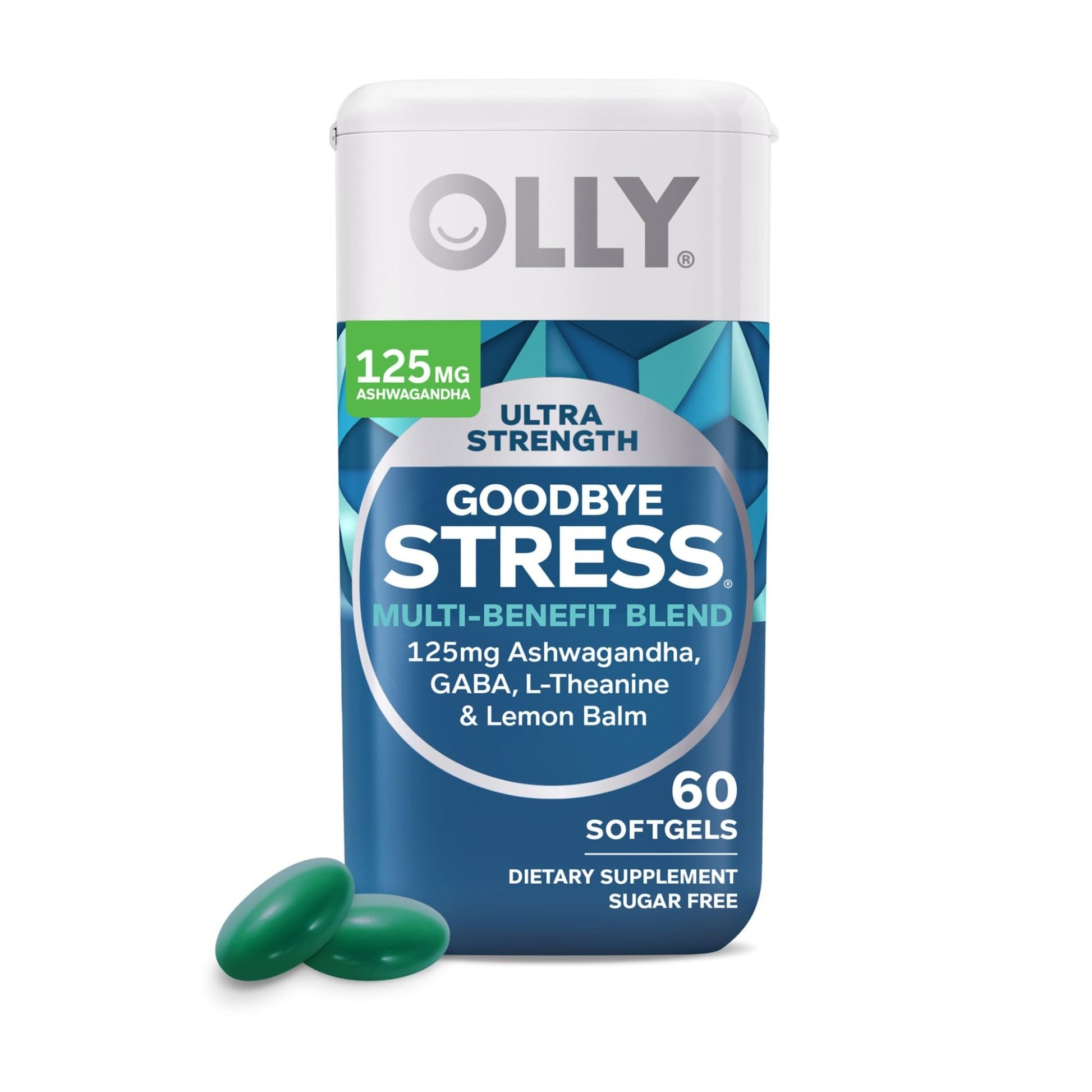 OLLY Ultra Strength Goodbye Stress Softgels 60 Count & Laser Focus Gummy 36 Count Brain Support Supplement Bundle - dailyvitalstore
