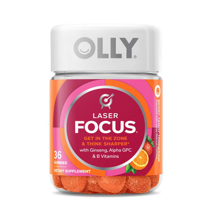 OLLY Ultra Strength Goodbye Stress Softgels 60 Count & Laser Focus Gummy 36 Count Brain Support Supplement Bundle - dailyvitalstore