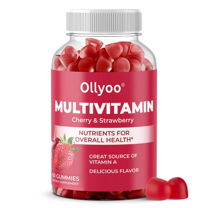 Ollyoo Multivitamin Gummies for Adults | Cherry & Strawberry Flavor | Great Source of Vitamin A & Essential Nutrients | - dailyvitalstore