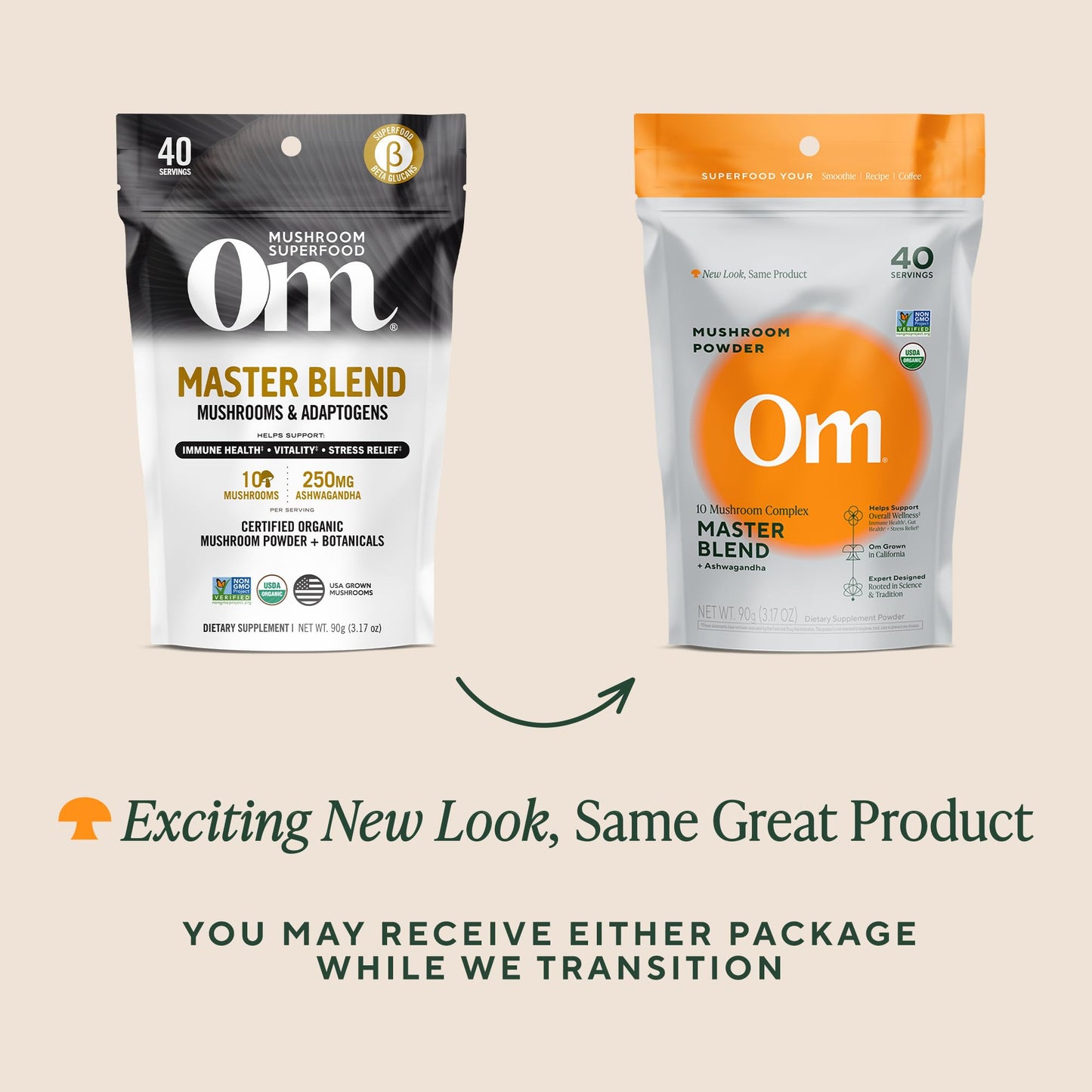 Om Master Blend Mushroom Powder – Organic Mushroom Supplement with 10 Mushrooms and Ashwagandha - Support Immunity, Gut Health & Stress Relief, - dailyvitalstore
